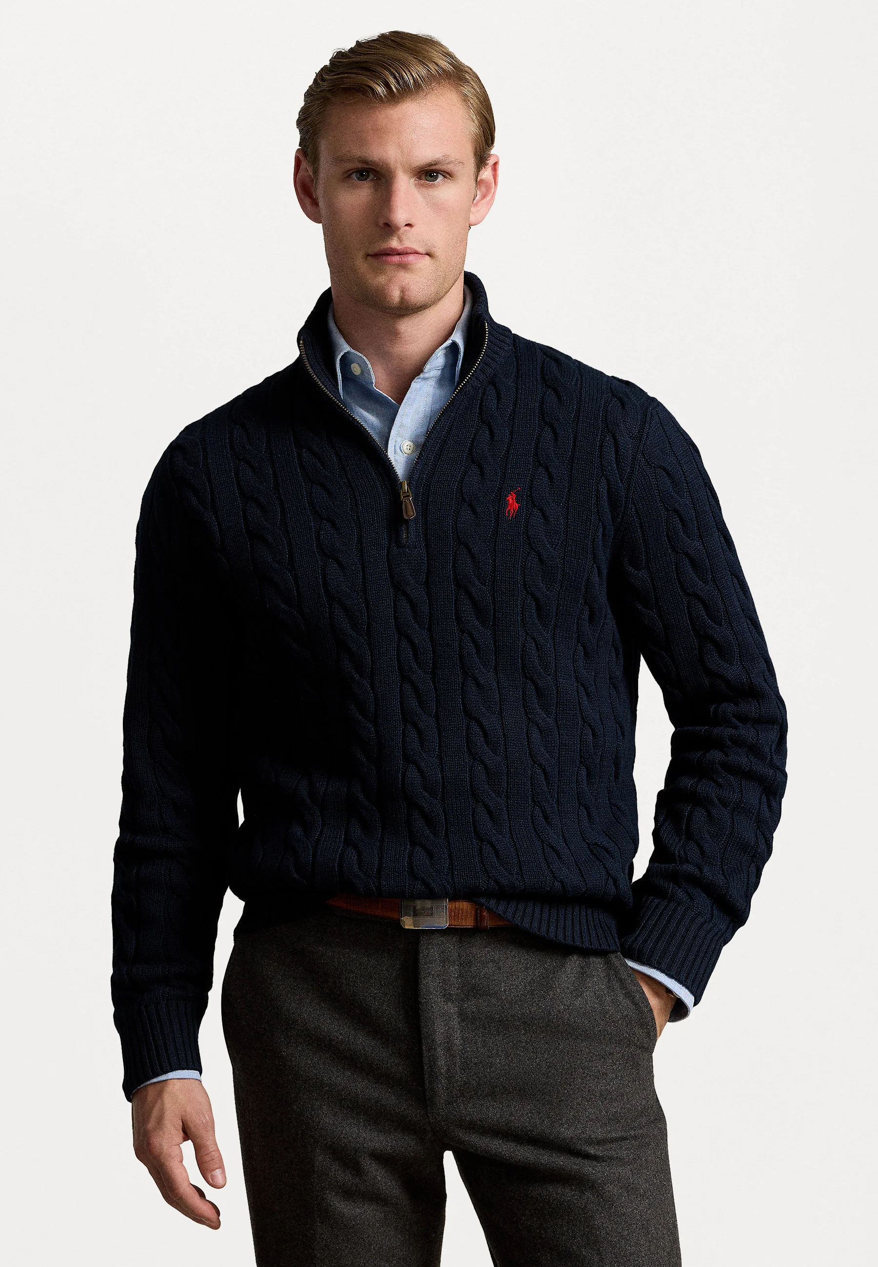 Polo Ralph Lauren Pull Col Demi-Zip Homme Maille Coton