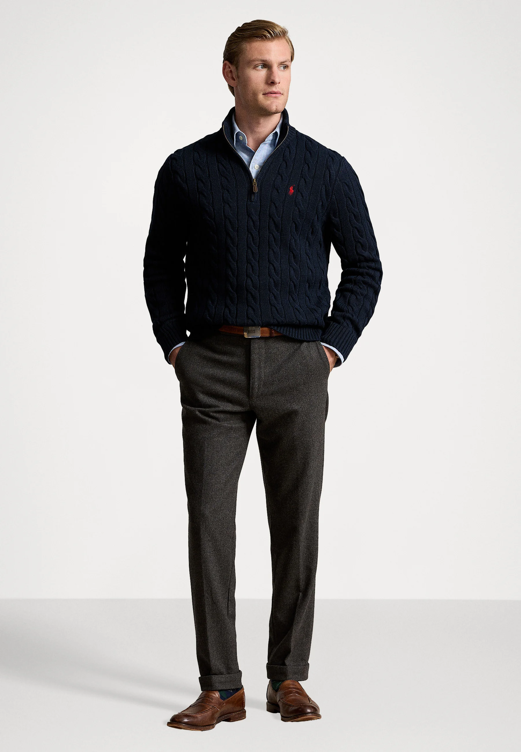 Polo Ralph Lauren Pull Col Demi-Zip Homme Maille Coton